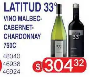 Masivos Latitud 33° Vino Malbec-cabernet-chardonnay 750C oferta