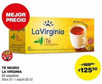 Atomo Conviene TÉ NEGRO LA VIRGINIA 25 saquitos oferta