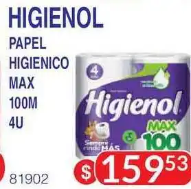 Masivos Higienol Papel Higienico Max 100M 4U oferta