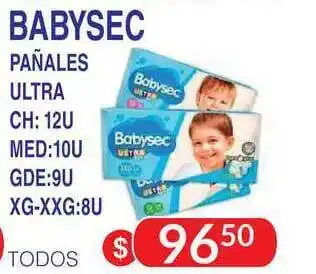 Masivos Babysec Pañales Ultra Ch: 12u Med:10u Gde:9u Xg-xxg:8u oferta