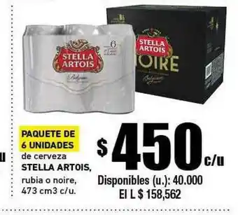 Cooperativa Obrera Stella Artois Paquete De 6 Unidades de cerveza, rubia o noire, 473 cm3 c/u oferta