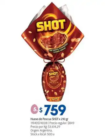 Jumbo Shot Huevo De Pascua x 210gr oferta