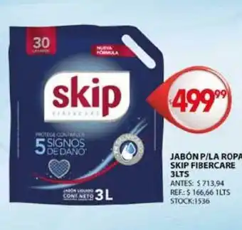 Supermercados Todo Skip Jabón P/La Ropa Fibercare 3Lts oferta