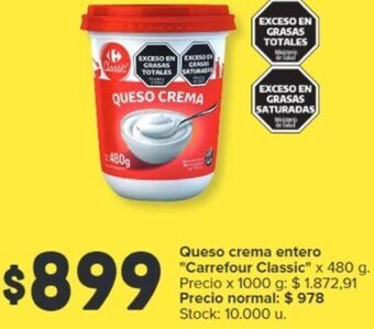 Carrefour Queso crema entero "Carrefour Classic" x 480 g oferta