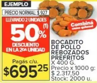 Carrefour BOCADITO DE POLLO REBOZADOS PREFRITOS X 400 G. oferta