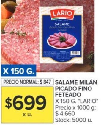 Carrefour SALAME MILÁN PICADO FINO FETEADO x 150g oferta