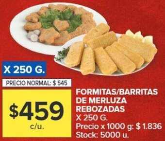 Carrefour FORMITAS/BARRITAS DE MERLUZA REBOZADAS X 250 G. oferta