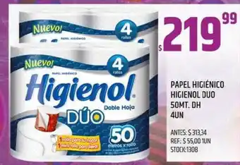 Supermercados Todo Higienol Papel Higiénico Duo 50MT. DH 4un oferta
