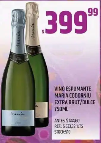 Supermercados Todo María Vino Espumante Codorniu Extra Brut/Dulce 750ml oferta