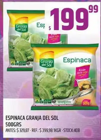 Supermercados Todo Granja Del Sol Espinaca 500grs oferta