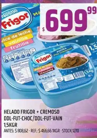 Supermercados Todo Nestlé Helado Frigor + Cremoso DDL-fut-choc/DDL-fut-vain 1,5kgr oferta