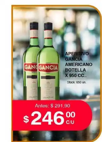 Supermercados Tadicor Gancia Aperitivo Americano Botella x 950 cc. oferta