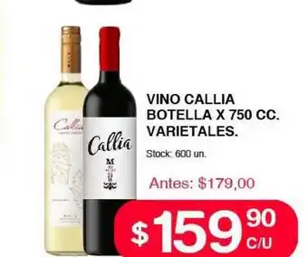 Supermercados Tadicor Callia Vino Botella x 750 cc. varietales oferta