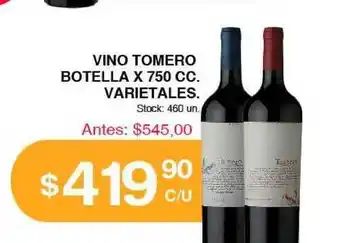 Supermercados Tadicor Tomero Vino Botella x 750 cc. varietales oferta
