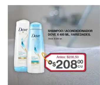 Supermercados Tadicor Dove Shampoo / Acondicionador x 400 ml. variedades oferta