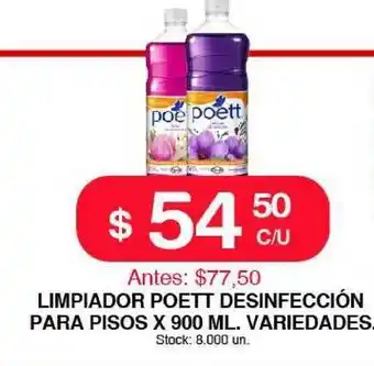 Supermercados Tadicor Poett Limpiador Desinfección Para Pisos x 900 ml. variedades oferta