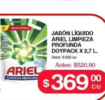 Supermercados Tadicor Ariel Jabón Líquido Limpieza Profunda Doypack x 2,7 L. oferta