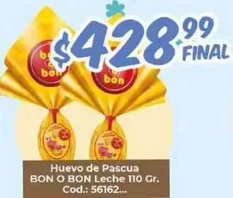 Diarco Bon O Bon Huevo de Pascua Leche 110gr oferta