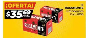 Diarco Rosamonte Té x 25 Saquitos oferta