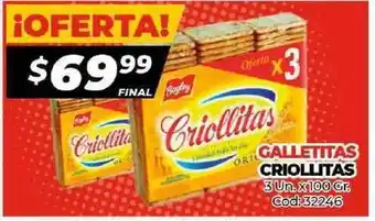 Diarco Criollitas Galletitas 3 Un. x 100 Gr. oferta