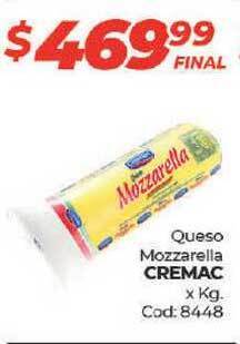 Diarco Cremac Queso Mozzarella x Kg. oferta