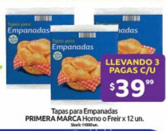Cordiez Primera Marca Tapas para Empanadas Horno o Frier x 12un oferta