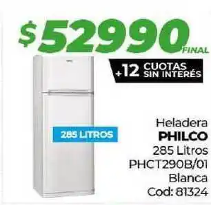 Diarco Philco Heladera 285 Litros PHCT290B/01 Blanca oferta