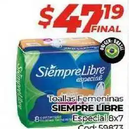 Diarco Siempre Libre Toallas Femeninas Especial 8x7 oferta