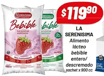Almacor La Serenisima Alimento lácteo bebible entero/descremado x 900cc oferta
