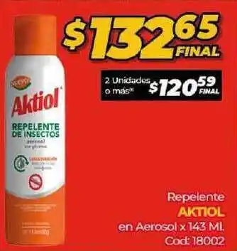 Diarco Aktiol Repelente en Aerosol x 143ml oferta