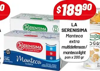 Almacor La Serenisima Manteca extra multidefensas/manteca light pan x 200gr oferta