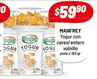Almacor Manfrey Yogur con cereal entero vainilla pote x 163gr oferta