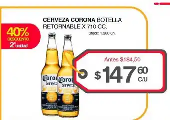 Supermercados Tadicor Cerveza Corona Botella Retornable x 710cc. oferta