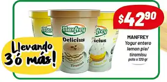 Almacor Manfrey Yogur entero lemon pie/tiramisu x 120gr oferta