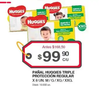 Supermercados Tadicor Huggies Pañal Triple Protección Regular x 8 Un. M / G / XG / XXG oferta