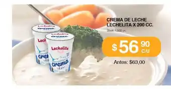 Supermercados Tadicor Lechelita Crema De Leche x 200cc. oferta