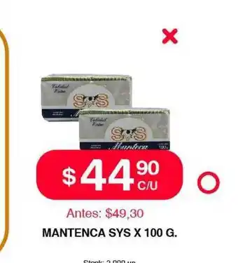 Supermercados Tadicor Sys Manteca x 100g oferta