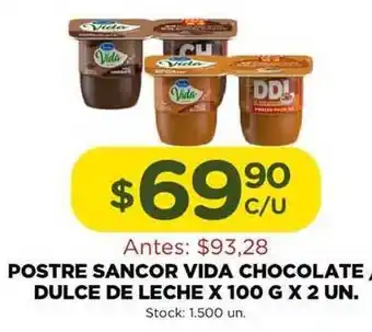 Super MAMI Vida Postre Sancor Chocolate / Dulce De Leche x 100 G x 2 Un. oferta