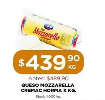 Super MAMI Cremac Queso Mozzarella Horma x Kg. oferta