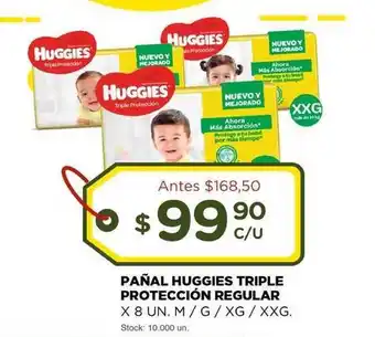 Super MAMI Huggies Pañal Triple Protección Regular x 8 Un. M / G / XG / XXG oferta