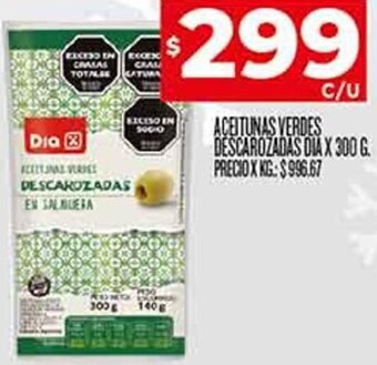 Supermercados DIA ACEITUNAS VERDES DESCAROZADAS DIA X 300 G. oferta