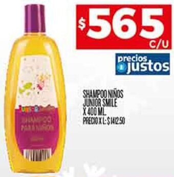 Supermercados DIA SHAMPOO NIÑOS JUNIOR SMILE X 400 ML oferta