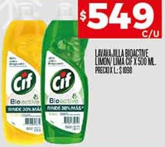 Supermercados DIA LAVAVAJILLA BIOACTIVE LIMON LIMA CIF X 500 ML. oferta