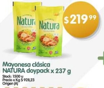 Supermercados Buenos Días Mayonesa clásica NATURA doypack x 237 g oferta