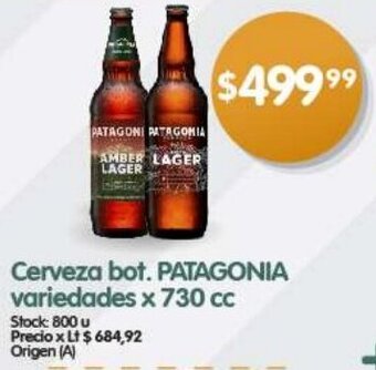 Supermercados Buenos Días Cerveza bot. PATAGONIA variedades x 730 cc oferta