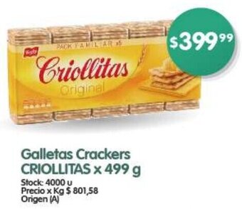 Supermercados Buenos Días Galletas Crackers CRIOLLITAS x 499 g oferta