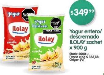 Supermercados Buenos Días Yogur entero/ descremado ILOLAY sachet X 900G oferta