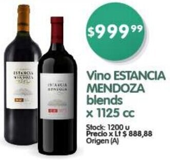 Supermercados Buenos Días Vino ESTANCIA MENDOZA blends x 1125 cc oferta