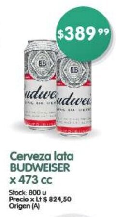 Supermercados Buenos Días Cerveza lata BUDWEISER x 473 cc oferta