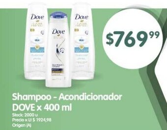 Supermercados Buenos Días Shampoo - Acondicionador DOVE x 400 ml oferta